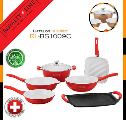 9 Piece Ceramic Coating Cookware Set RL- BS1009C