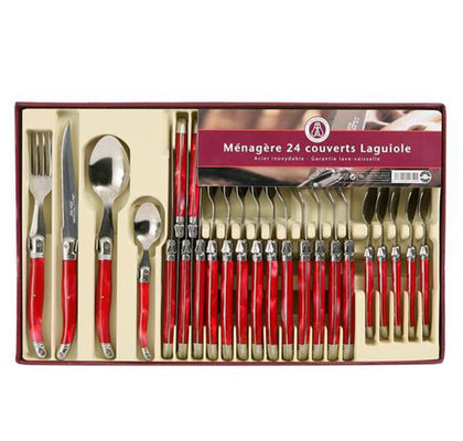 LAGUIOLE PRODUCTION Ménagère 24 pièces Rouge