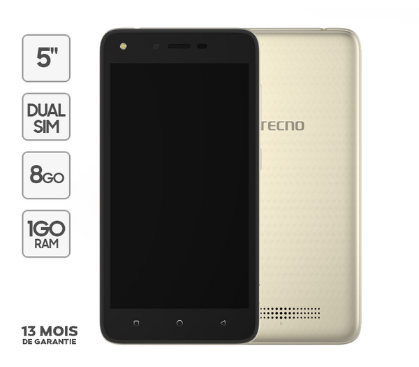 Tecno - WX3 - 5" - 1Go RAM - 8Go ROM - Gold/Champagne - 13 mois de garantie